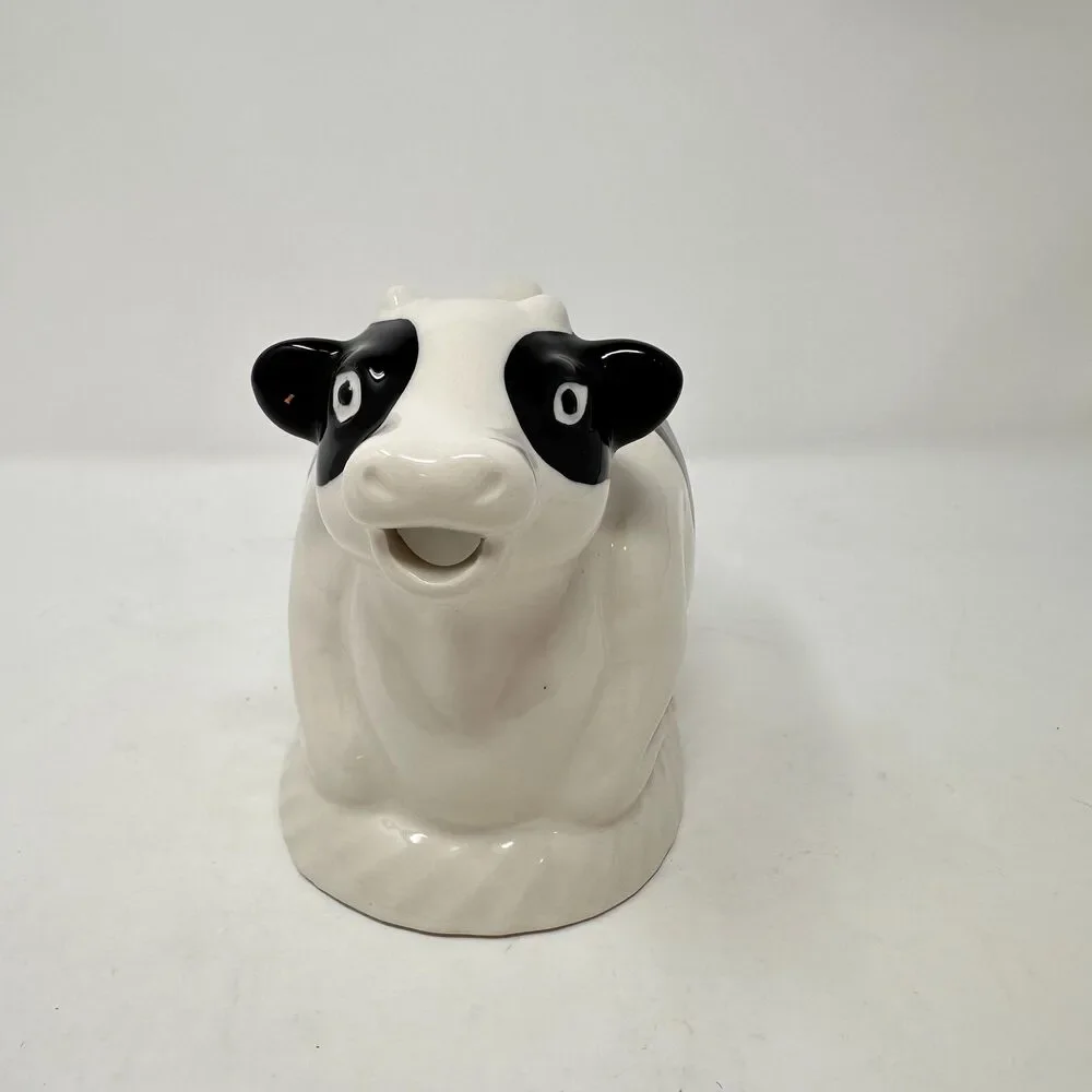 Vtg Himark County Fare Cow Creamer Ceramic Pitcher Japan Black White 7.5